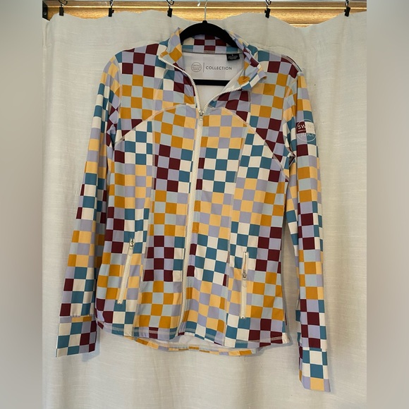 SWING JUICE GOLF JACKET MULTI CHECKER WOMEN'S FULL ZIP SIZE LARGE - Picture 1 of 11